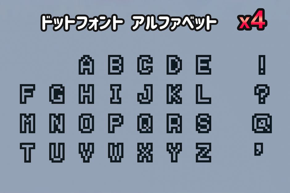 ドットフォント アルファベット+記号セット（サイズ4） / hyoromo